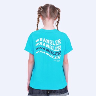 Wrangler Kids แท้ 100%  รุ่น WK C1021011   ขายชน shop เสื้อยืดแขนสั้นเด็กผู้หญิง OVERSIZE FIT  BLUE