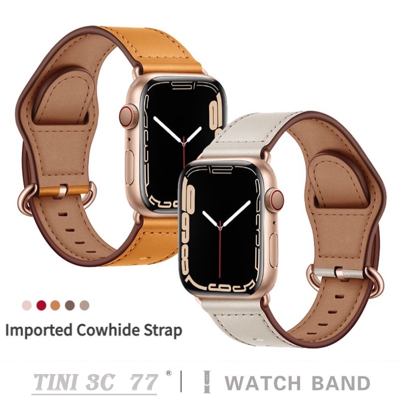 สายนาฬิกาข้อมือ สายหนังวัวแท้ นําเข้า สําหรับ Apple Watch Series 9 8 7 6 5 4 3 2 1 SE S9 Ultra iwatch 38 40 มม. 41 มม. 42 44 มม. 45 มม. 49 มม.