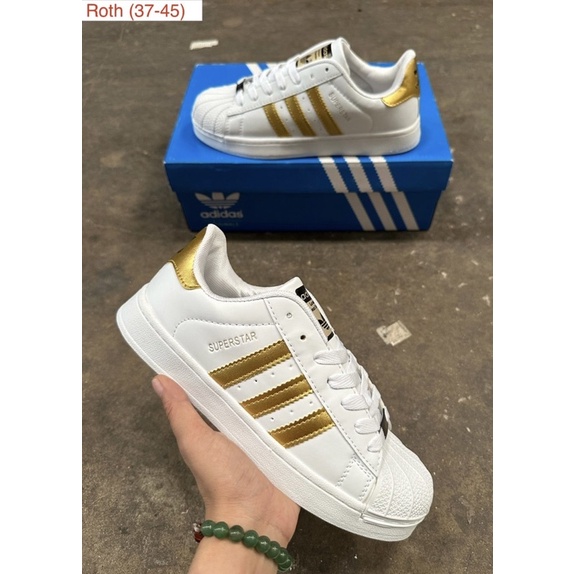 รองเท้าผ้าใบ อาดิดาส(ซุปเปอร์สตาร์)ไซส์ 36-45 สีขาว ป้ายทอง รองเท้าผ้าใบผู้ชาย ผู้หญิง
