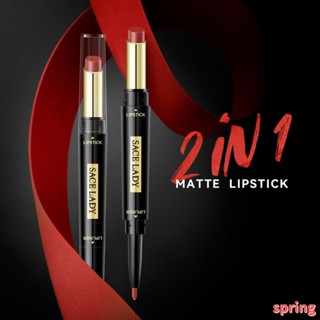 ♕2-In-1 SACE LADY Double Head ลิปสติก5สี Lip Liner ลิปสติกกันน้ำ Long Tint Liner Lasting Matte Lip Gloss แต่งหน้า