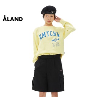 ALAND เสื้อ ROMANTIC CROWN GLOBE SLOGAN SWEAT SHIRT_L/Yellow_KNIT PULL สีเหลือง