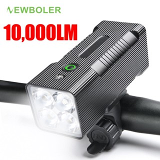 Newboler ไฟฉาย LED 10000 ลูเมนส์ 4P90 กันน้ํา ชาร์จ USB สําหรับติดด้านหน้ารถจักรยาน