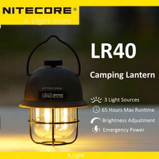 Nitecore LR40 โคมไฟตั้งแคมป์ USB-C แบบชาร์จไฟได้ 100 ลูเมน รันไทม์ 65 ชั่วโมง แหล่งกําเนิดแสง 3 ดวง