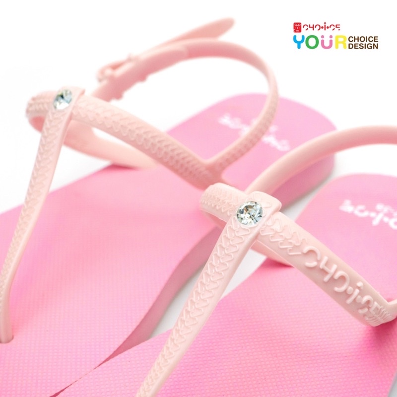 รองเท้าแตะรัดส้น CHO-I-CE รุ่นPink ประดับเพชร2