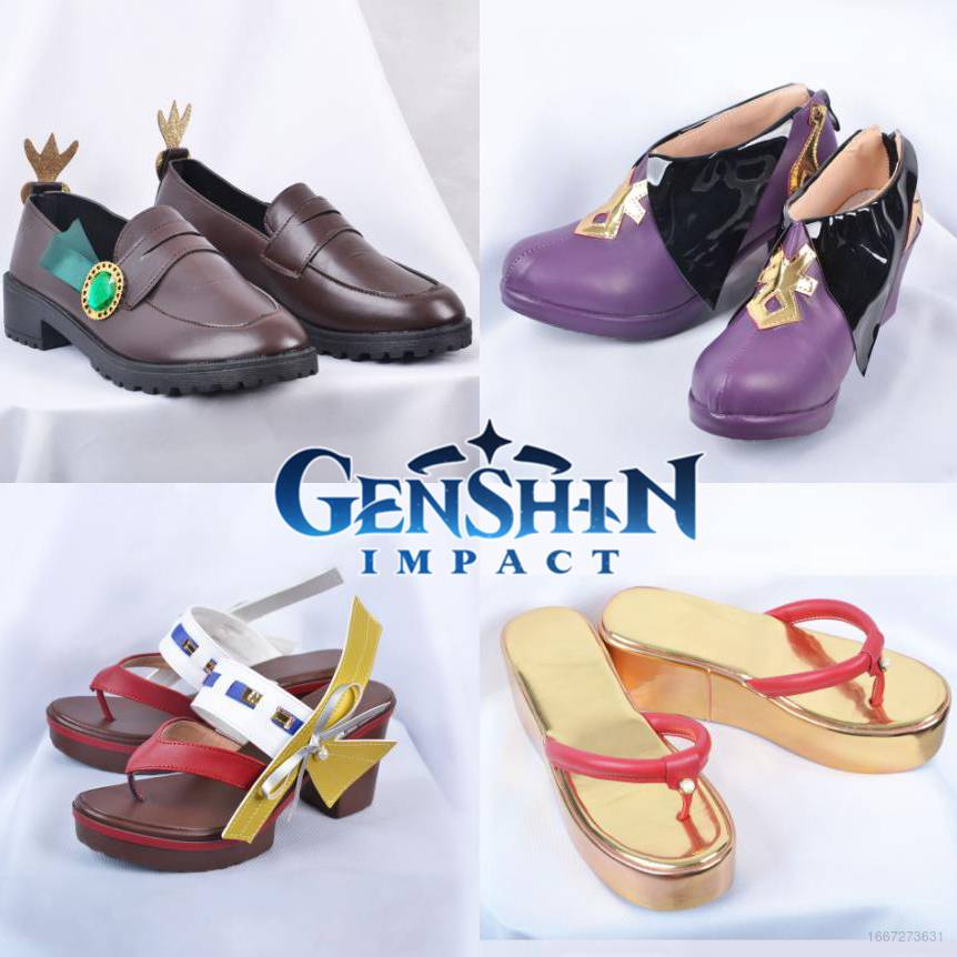 473 บาท Ag Genshin Impact Shoes Venti Miko Beelzebul Keqing รองเท้าแตะหนัง คอสเพลย์อะนิเมะฮาโลวีน ไซส์ 35-43 Women Shoes