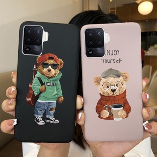 เคสโทรศัพท์มือถือแบบนิ่ม ผิวด้าน กันกระแทก ลายการ์ตูน สีดํา สําหรับ OPPO A94 4G A94 4G CPH2203 A 94