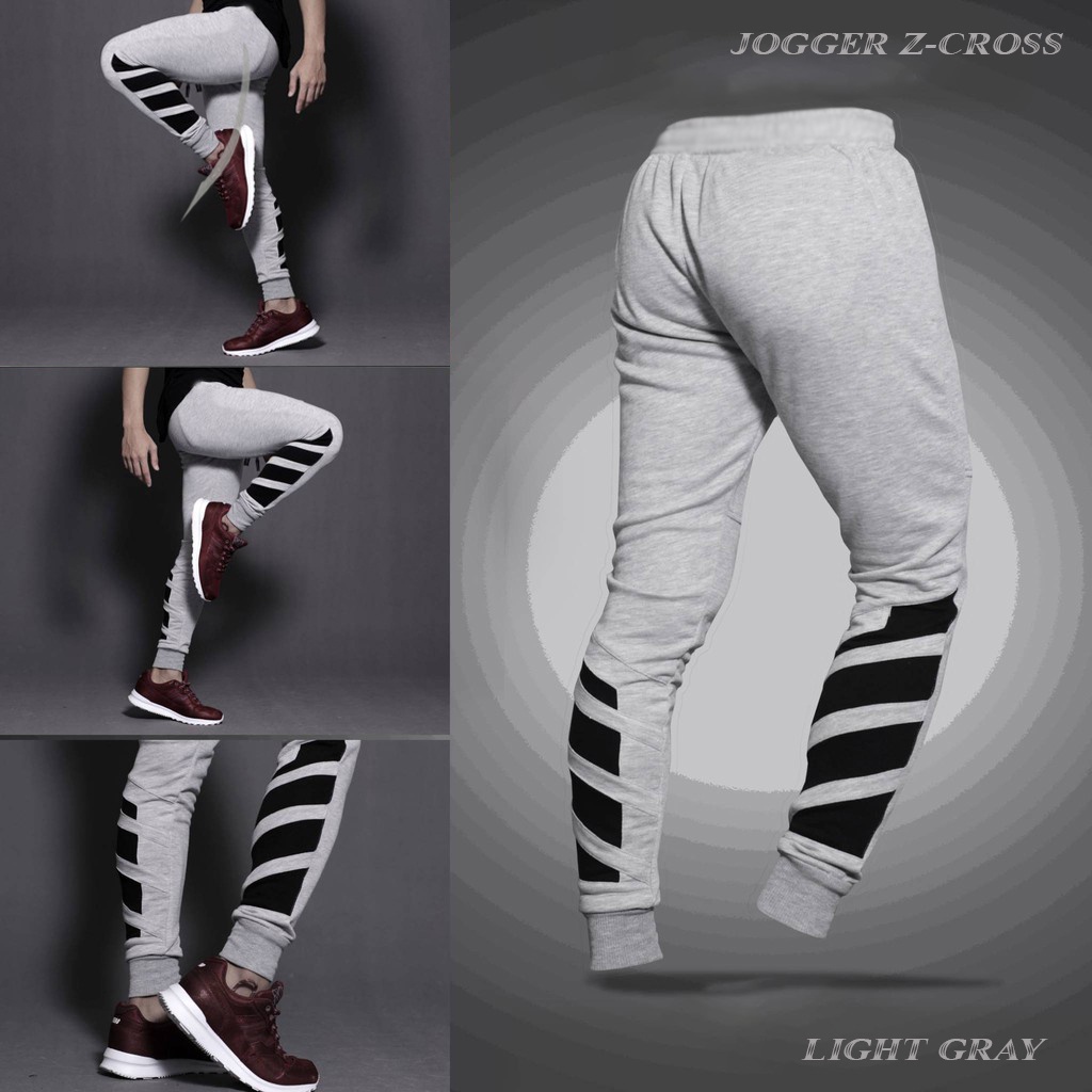 - กางเกงจ็อกเกอร์ผู้ชายเท่ๆ Z-Cross โดย. Zenomic Distro Dark Grey & Light Grey - Long Training Jogge