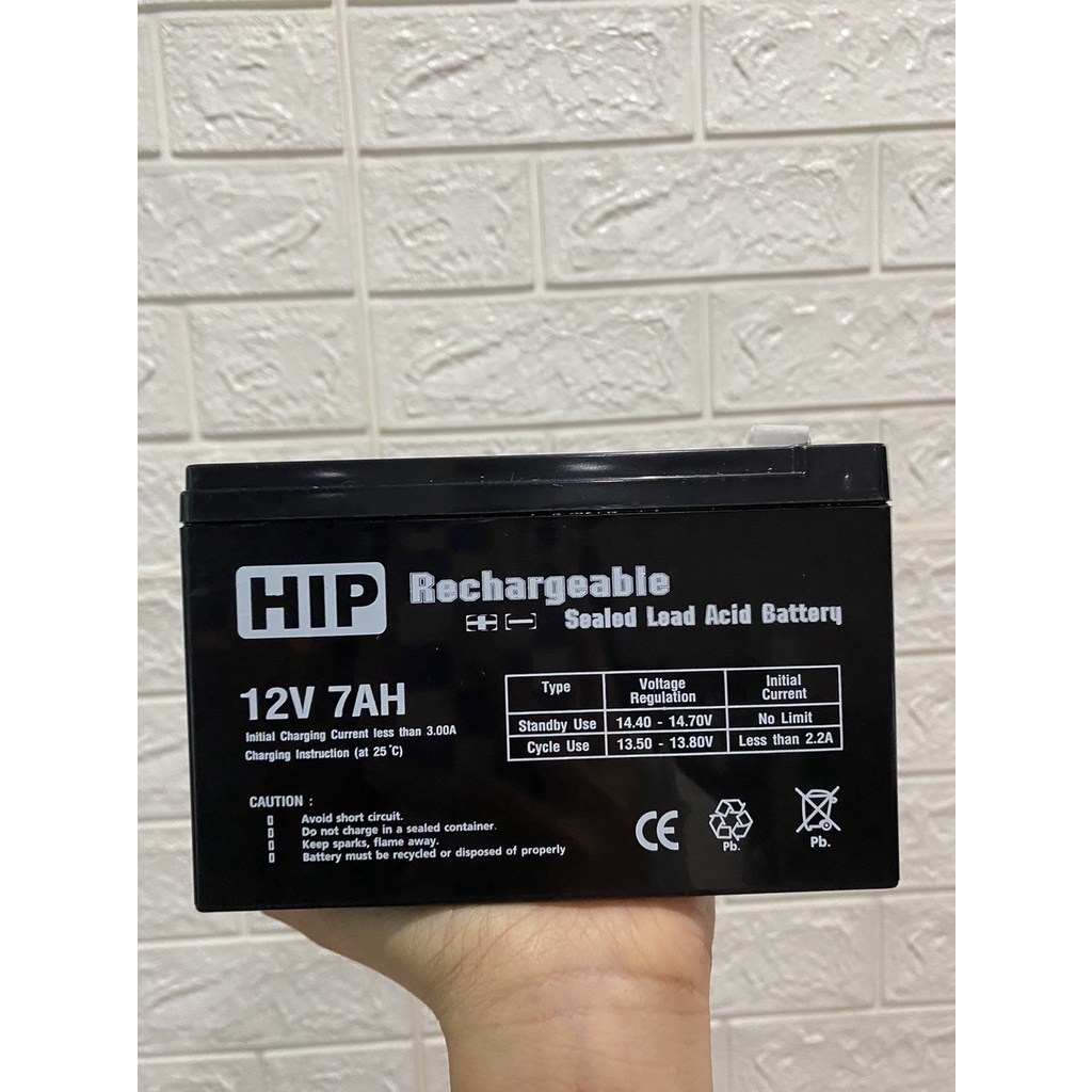 แบตเตอรี่ HIP Rechargeable Sealed Lead Acid Battery 12V 7AH สำหรับ power
