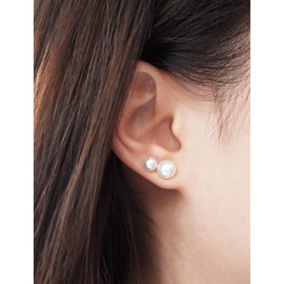 NEVER-N ต่างหูมุกแท้ / ต่างหูมุกน้ำจืดแท้ / freshwater pearl earrings / double layered pearl earrings (pre-order)