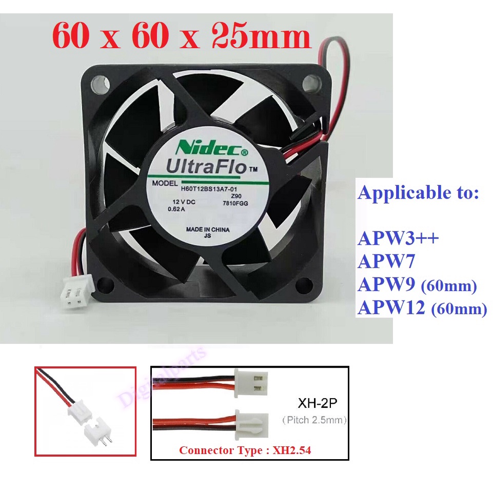 Nidec UltraFlo คุณภาพสูง 60x60x25 มม. พัดลมระบายความร้อน พัดลม Psu 6025 พัดลมระบายความร้อน