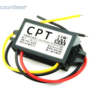 Dc to DC อะแดปเตอร์แปลงพาวเวอร์ซัพพลาย 12V to 5V 3A 15W สําหรับรถยนต์ [countless.th]