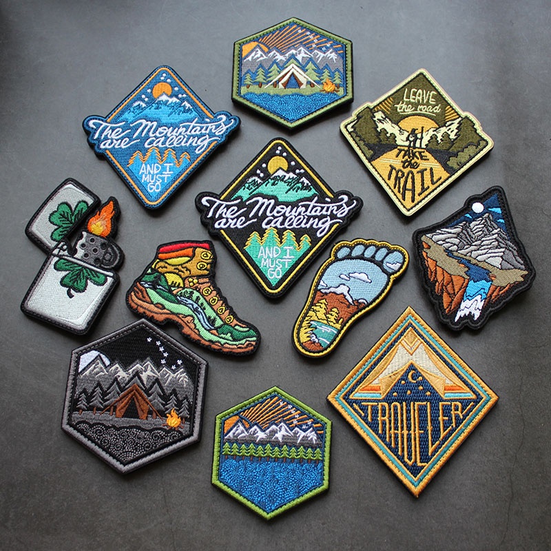 [แพทช์ที่กําหนดเอง] แพทช์แคมป์ปิ้ง แพทช์รถออฟโรด EXPLORE Armband 3D ปัก Velcro Patch