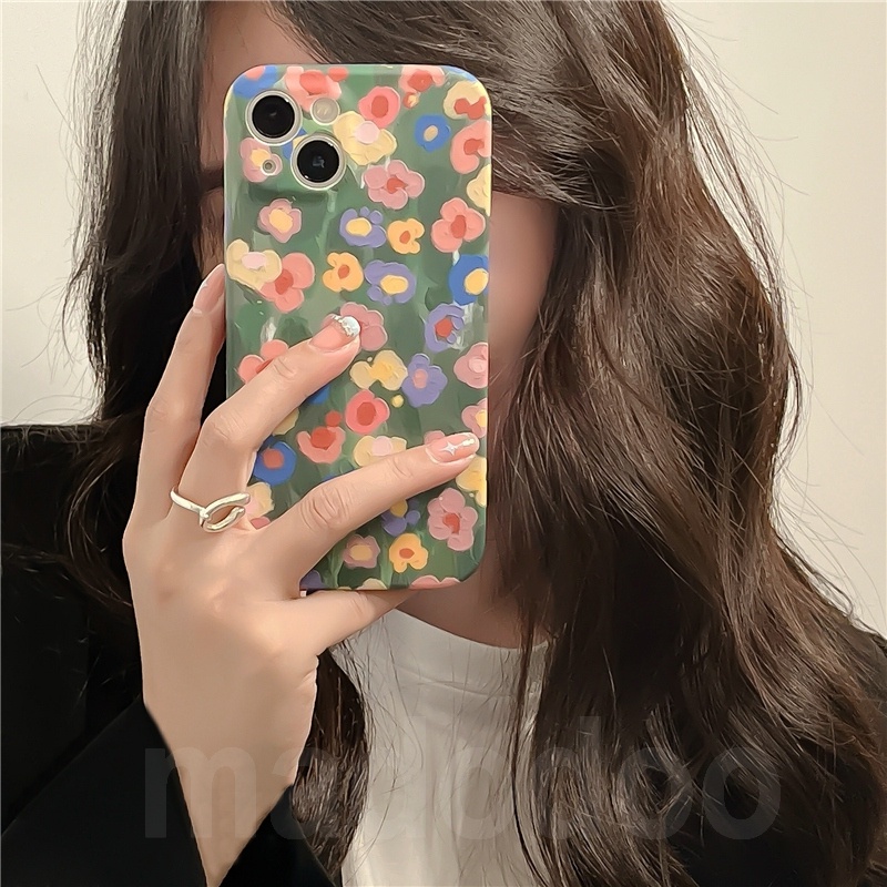 ซัมซุงa04s เคส Samsung A04S A53 A33 A13 A22 A32 A52 A52S A72 A12 A50S M12 M22 M32 A03S A21S A31 A21 A51 A71 A50 A30S A20 A30 S22 Ultra Plus S21+ S22+ 4G 5G ins straight edge Retro Oil Painting Floral Soft Phone Case Cover MDD 21