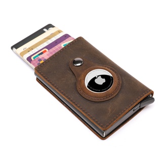 Cow Leather ID Card Holder For Apple Airtag Luxury Pop-up Card Wallet RFID Antitheft Business Credit Cardholder Men Wome