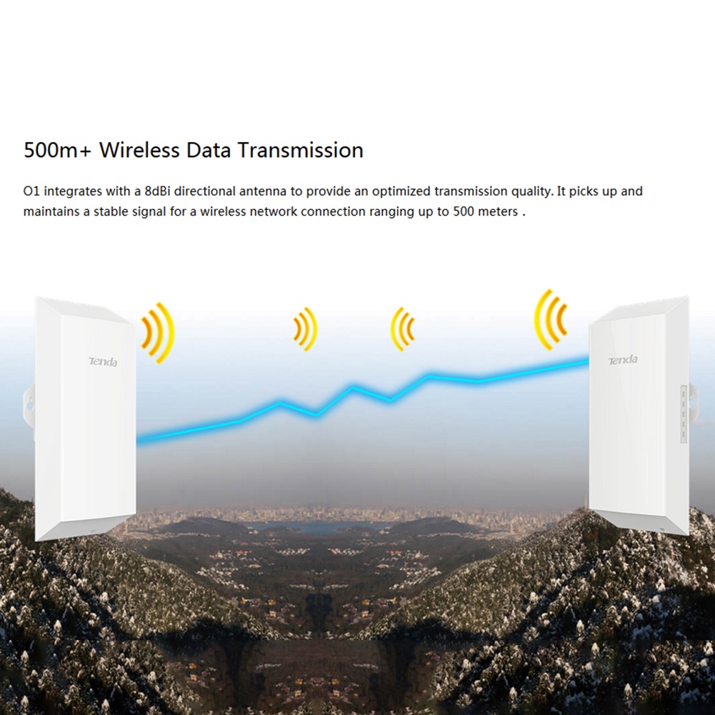 A2Pcs Tenda O1 300Mbps Wireless Bridge AP 2.4GHz 8dBi Outdoor Point to Point CPE for Monitoring Video Surveillance Trans #8