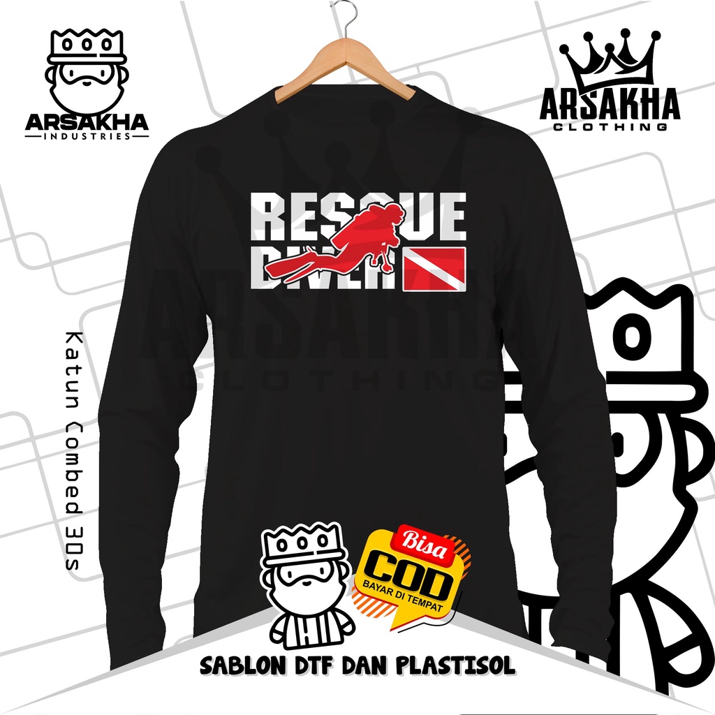 เสื้อยืดแขนยาว Cotton Combed 30s Diver Rescue Diver - Arsakha Industries