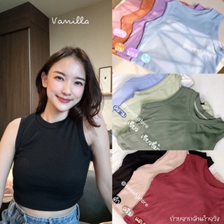 สุดฮิต📍เสื้อครอปแขนกุด ผ้าร่องใส่สบาย🤍 มี 20 สี VN003