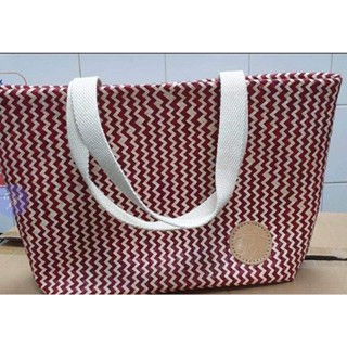 กระเป๋ากระจูด สตาบัคส์ สีแดง คอลเลคชั่น Christmas Starbucks Candy Cane Lepironia tote bag (Christmas collection)