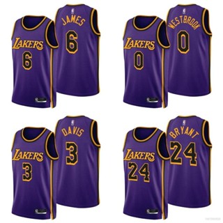 เสื้อกีฬาบาสเก็ตบอล ลายทีม NBA Jersey Lakers James Westbrook Davis Bryant สีม่วง YS3 22 23