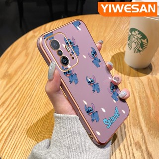 สําหรับ Xiaomi MI 11T Pro เคส บาง การ์ตูนน่ารัก Stitch ด้านข้าง หรูหรา ชุบ เคสเต็มเลนส์ เคสป้องกันกล้อง กันกระแทก