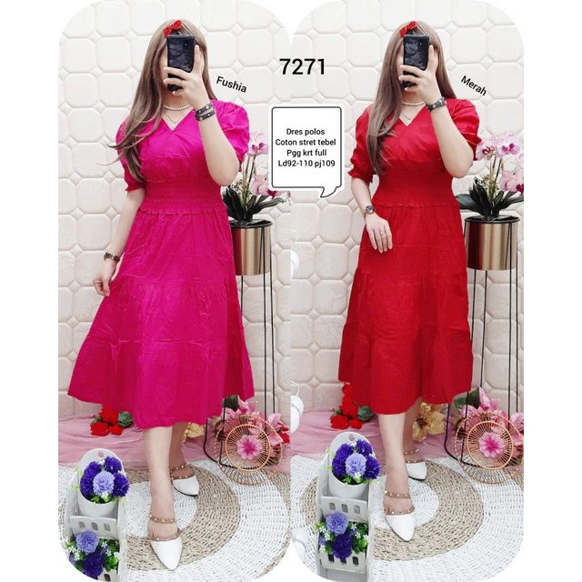 7271 เดรสสีพื้น*****