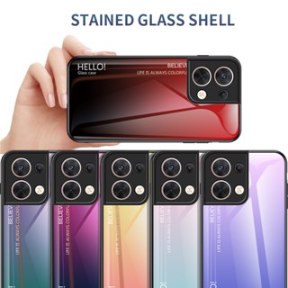 เคส OPPO Reno2 F Reno8 Reno7 5G Reno7Z Reno6z Reno6 Reno5 5G Reno4 4G Reno2 z เคสโทรศัพท์มือถือกระจกนิรภัย ไล่โทนสี ด้านหลัง สําหรับ