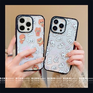 เคสโทรศัพท์มือถืออะคริลิค กันกระแทก ลายหมี กระต่ายน่ารัก สําหรับ iphone 14 13 11 12 pro max