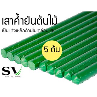 เสาค้ำ ไม้ค้ำต้นไม้ ชุด 5 ต้น ยาว 60 และ 90 ซม ด้านในเป็นเหล็กกลวง หุ้มด้วย PE ค้ำต้นไม้ เหล็กเคลือบพลาสติกสีเขียว