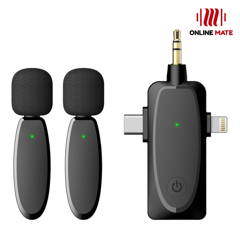 ไมค์ไร้สาย 3in1 ไมค์ไลฟ์สด เสียงชัด ตัดเสียงรบกวน ใช้งานได้ทุกอุปกรณ์-OnlineMate แบรนด์ไทย [ของแท้]