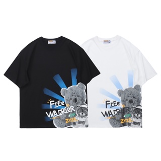 spaceboy เสื้อยืดโอเวอร์ไซส์แขนสั้น Unisex ลาย “ Warrior bear ”  T-Shirt [Z43]