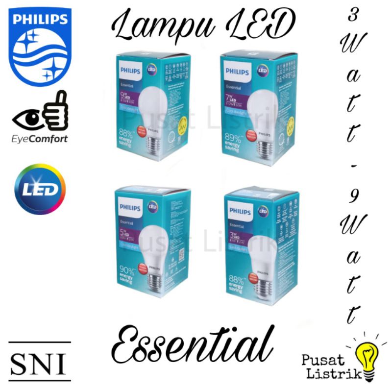 Philips White Essential LED โคมไฟ 3watt-15watt หลอดไฟ LED 3w 5w 7w 9w 11w 13w 15w