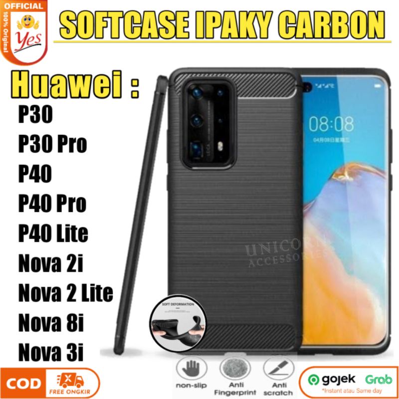 เคส Huawei P30 P40 Pro Nova 2 Lite 2i 8i 3i Softcase ipaky คาร์บอน เคสซิลิโคน พรีเมี่ยม