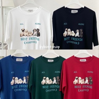 (📌ใส่โค้ด 8SN9YQ ลด 12%) #พร้อมส่ง เสื้อยืด oversize ลาย best friend (ผ้าคอตตอน)