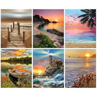 Ruopoty ภาพวาดสีน้ํามันบนผ้าใบ ตามตัวเลข รูปทิวทัศน์ทะเล ขนาด 60x75 ซม. 50x65 ซม. 40x50 ซม. สําหรับตกแต่งบ้าน