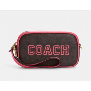 🇺🇸แท้ล้าน%COACH JAMIE WRISTLET IN SIGNATURE CANVAS WITH VARSITY MOTIF (COACH CB851🇺🇸