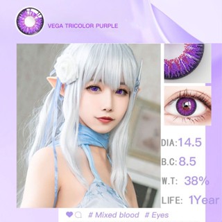 (-1.00 ถึง -6.00) สายตาสั้น 2 ชิ้น / 1 คู่ คอสเพลย์ คอนแทคเลนส์สี แต่งหน้า อะนิเมะ สีม่วง นักเรียน