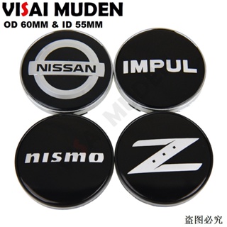 1ชุด/4ชิ้น OD 60มม/ID 55มม ฝาครอบดุมล้อ NISMO IMPUL โลโก้ ฝาครอบดุมล้อรถเก๋งสีดำ/สีเงิน/สีแดง/สีน้ำเงินสําหรับนิสสันNISSAN