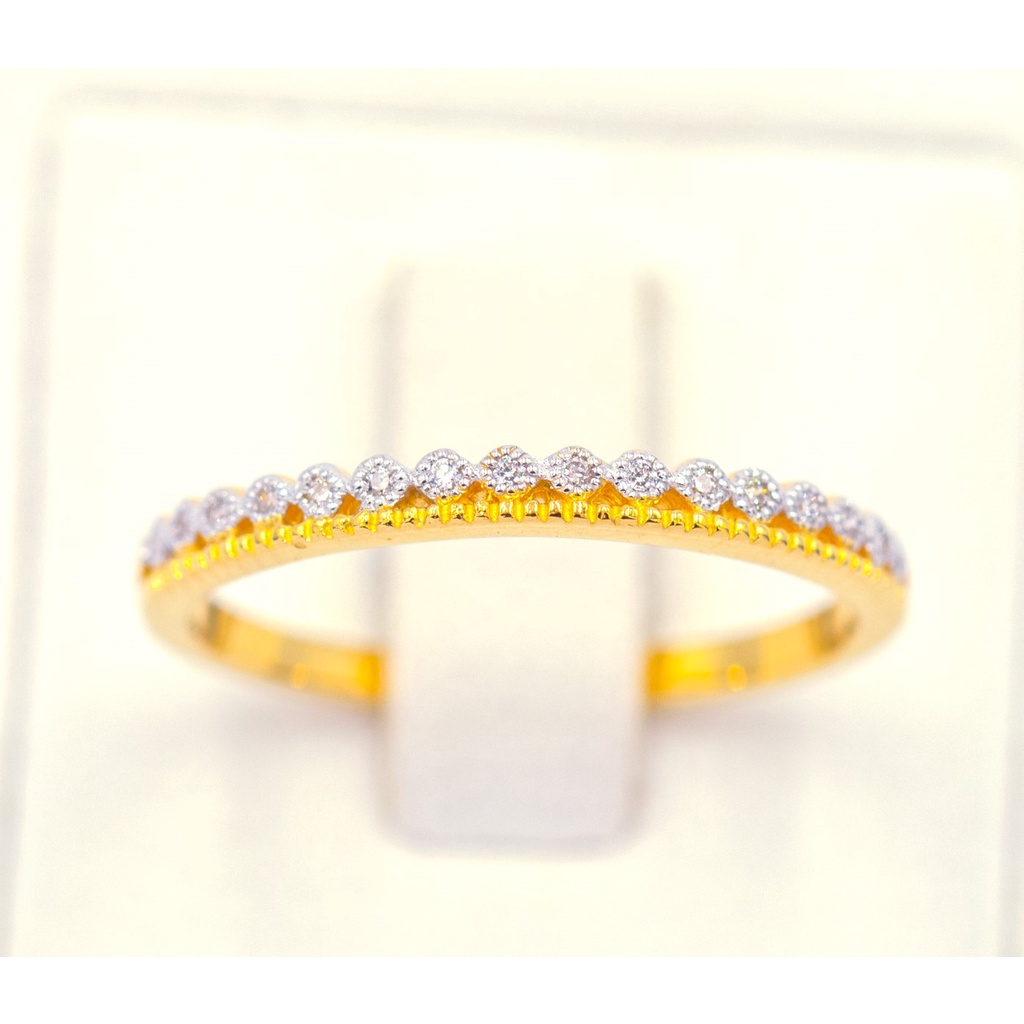 Happy Jewelry แหวนแถวกระเปาะคู่ไข่ปลา แหวนเพชร แหวนทองเพชรแท้ ทองแท้ 37.5% ME965