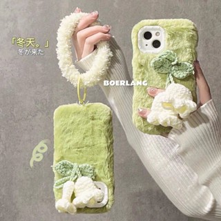 เคสโทรศัพท์มือถือ ผ้ากํามะหยี่ขนนิ่ม ลายการ์ตูน Lily of the Valley น่ารัก เหมาะกับฤดูใบไม้ร่วง ฤดูหนาว สําหรับ Apple iPhone14 13 12 11Promax 7 8plus 6s xsmax