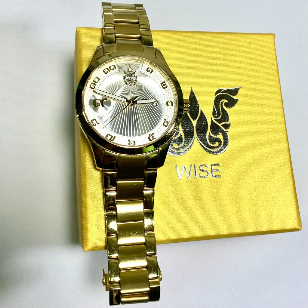 นาฬิกาเฉลิมพระเกียรติรัชกาลที่9ครองราชย์สมบัติ70ปีแบรนด์ Wiseนาฬิกาข้อมือผู้ชายเรือนทองสวยหรูมือสองสภาพดีเยี่ยมเดินปกติ