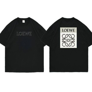 Lo-ew22SS กลับโลโก้คลาสสิกพิมพ์ซอกแนวโน้มผู้ชายและผู้หญิงหลวมรอบคอเสื้อยืดแขนสั้นผ้าฝ้ายป่า S-5XL