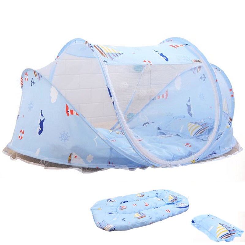 มุ้งนอนกันยุงแบบพกพา สำหรับเด็ก มุ้งเด็กอ่อน มุ้งกันยุง มุ้งเด็ก มุ้ง ที่นอนเด็ก ครบชุด แถมหมอนและเบาะรอง  ดนตร - รูปที่ 6