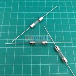 ฟิวส์ 2 ขา glass fuse บัดกรี หางหนู หลอดแก้ว 5x20mm 250V T0.5A ถึง T25A #PG5x20T (1 ตัว)