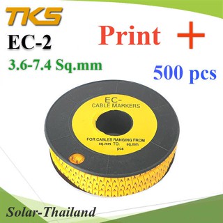 เคเบิ้ล มาร์คเกอร์ EC2 สีเหลือง สายไฟ 3.6-7.4 Sq.mm. 500 ชิ้น (พิมพ์ บวก ) รุ่น EC2-9Plus