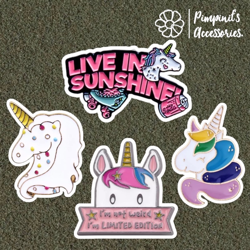 ʕ •ᴥ•ʔ พร้อมส่ง : เข็มกลัดเซ็ทยูนิคอร์นสีพาสเทล | Pastel Unicorn Enamel Brooch Pin Set.