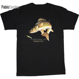 เสื้อผ้าผชเสื้อยืด แขนสั้น พิมพ์ลาย Walleye สําหรับผู้ชายS-3XL