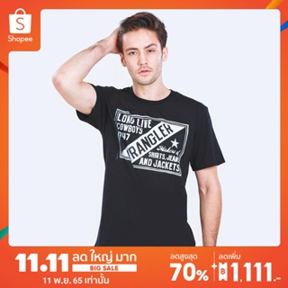 WRANGLER เสื้อยืดแขนสั้น REGULAR รุ่น WR S171R203 BLACK แรงเลอร์ เสื้อยืด เสื้อผ้าผู้ชาย