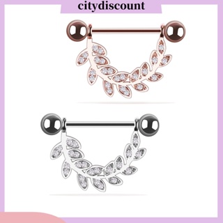 &lt;citydiscount&gt; จิวเจาะร่างกาย รูปใบไม้ ประดับพลอยเทียม สําหรับผู้หญิง 1 ชิ้น