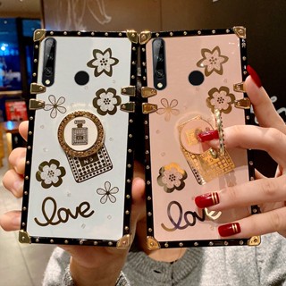 For Huawei Y9 Prime 2019 Y7A Y6P 2020 Nova 7 7SE 9SE 10 7i Pro Perfume Bottle Square Phone Case With Ring Bracket