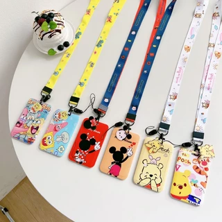ใหม่ Disney Mickey Winnie Multifunctional Halter ถือบัตร Long Rope ป้ายชื่อผู้ถือ ID ผู้ถือบัตรที่สะดวก ประจำตัวประชาชน บัตรธนาคาร รถบัส ควบคุมการเข้าถึง ผู้ถือนักเรียน ทำงาน